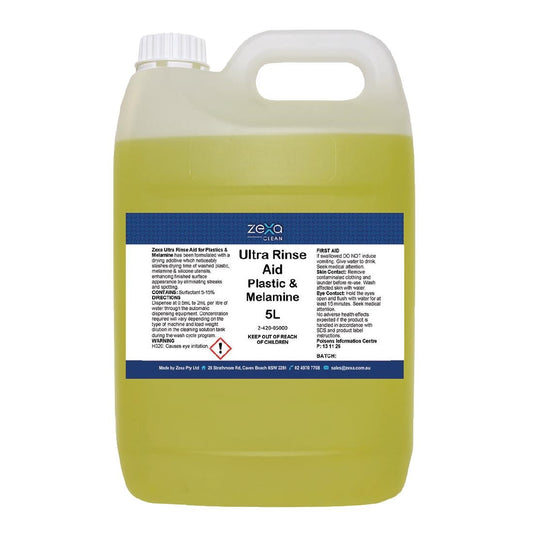 Zexa Ultra Rinse Aid Plastic & Melamine -  5Ltr • PAS-DU873