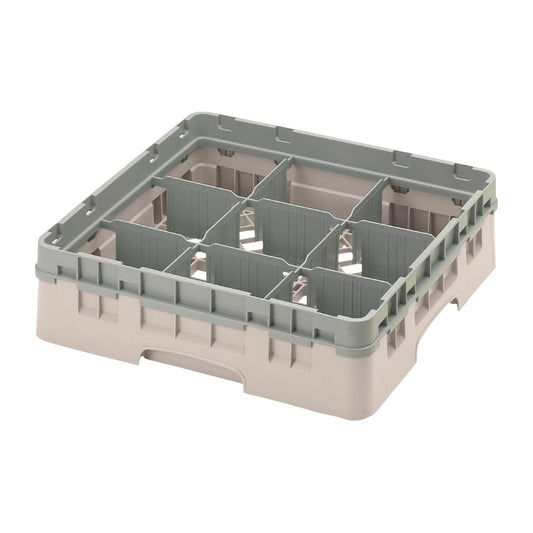 Cambro Camrack 9 Compartment Glassrack - Beige - Max Glass 149mm Dia & 92mm H • PAS-DU891
