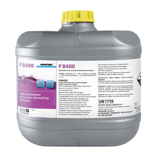 Winterhalter F8400 General Purpose Liquid Heavy Duty Dishwashing Detergent 15Ltr • PAS-DU982