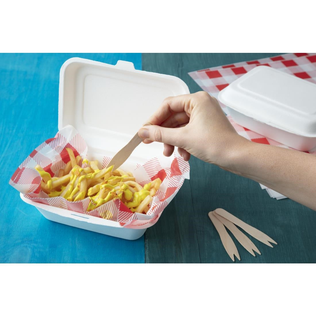 Fiesta Compostable Biodegradable Disposable Wooden Chip Forks (1000 Pack) (Pack of 1000) • PAS-CD901