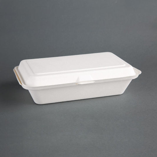 Fiesta Green Compostable Hinged Container 64x161x248mm (250 Pack) (Size: 64x161x248mm | Pack of 250) • PAS-DW249