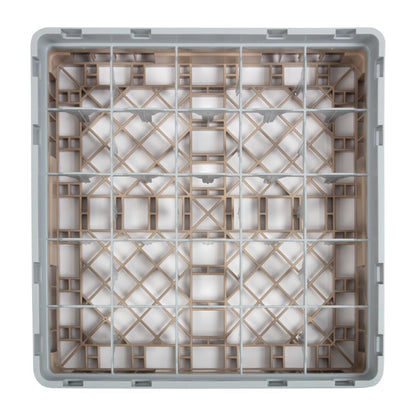 Cambro Camrack Beige 25 Compartments Max Glass Height 92mm (5 Pack) • PAS-DW554