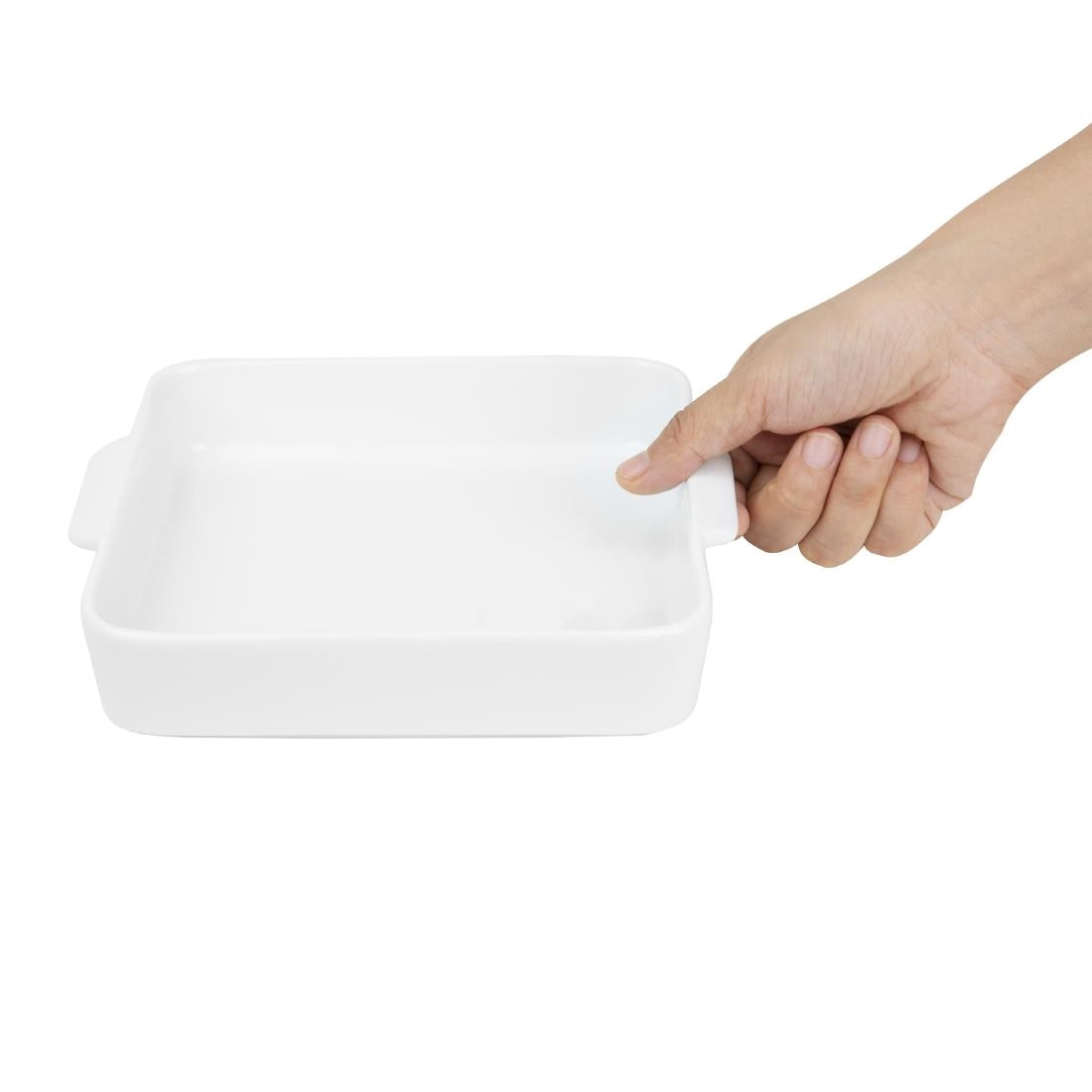 Olympia Whiteware Square Eared Roaster - 200x180x40mm (3 Pack) (Dimensions: 200(L)x 180(W)x 40(D)mm | Pack Quantity: 3) • PAS-DX387
