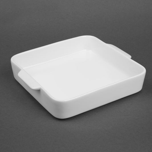 Olympia Whiteware Square Eared Roaster - 200x180x40mm (3 Pack) (Dimensions: 200(L)x 180(W)x 40(D)mm | Pack Quantity: 3) • PAS-DX387