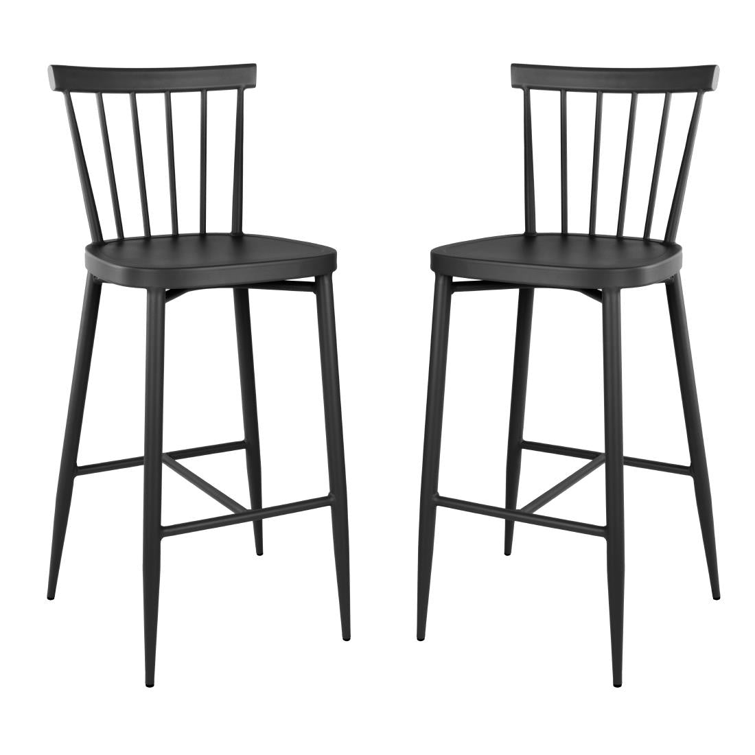 Bolero Windsor Aluminium Black High Stools (Pack of 2) • PAS-DX688