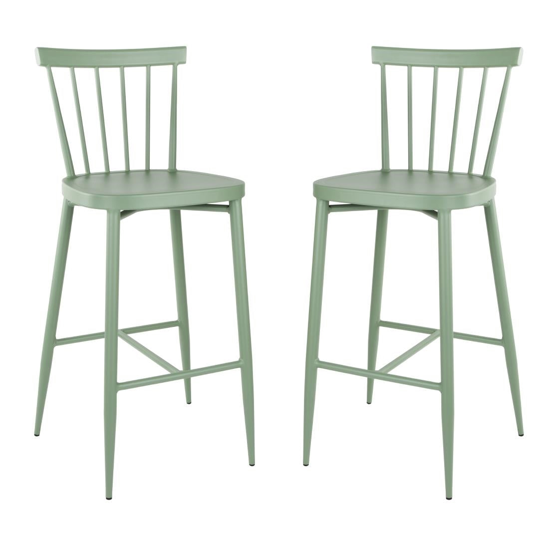 Bolero Windsor Aluminium Green High Stools (2 Pack) (Pack Quantity: 2) • PAS-DX689