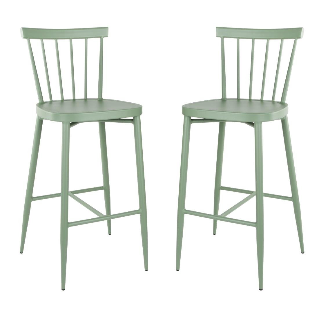 Bolero Windsor Aluminium Green High Stools (Pack of 2) • PAS-DX689