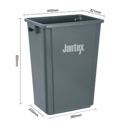 Jantex Slim Bin 60Ltr Grey (Space-saving design. Material: Polypropylene. 600(H)x455(W)x312(D)mm) • PAS-DX965