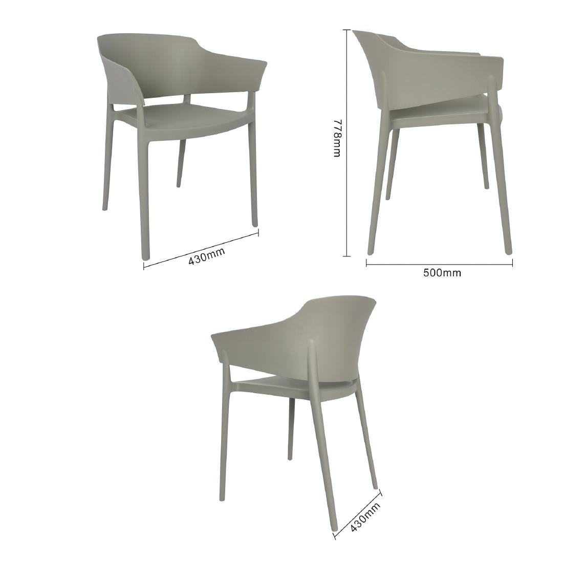 Bolero Lorenzo Cafe Chairs Medium Grey (2 Pack) (Pack Quantity: 2) • PAS-DX970