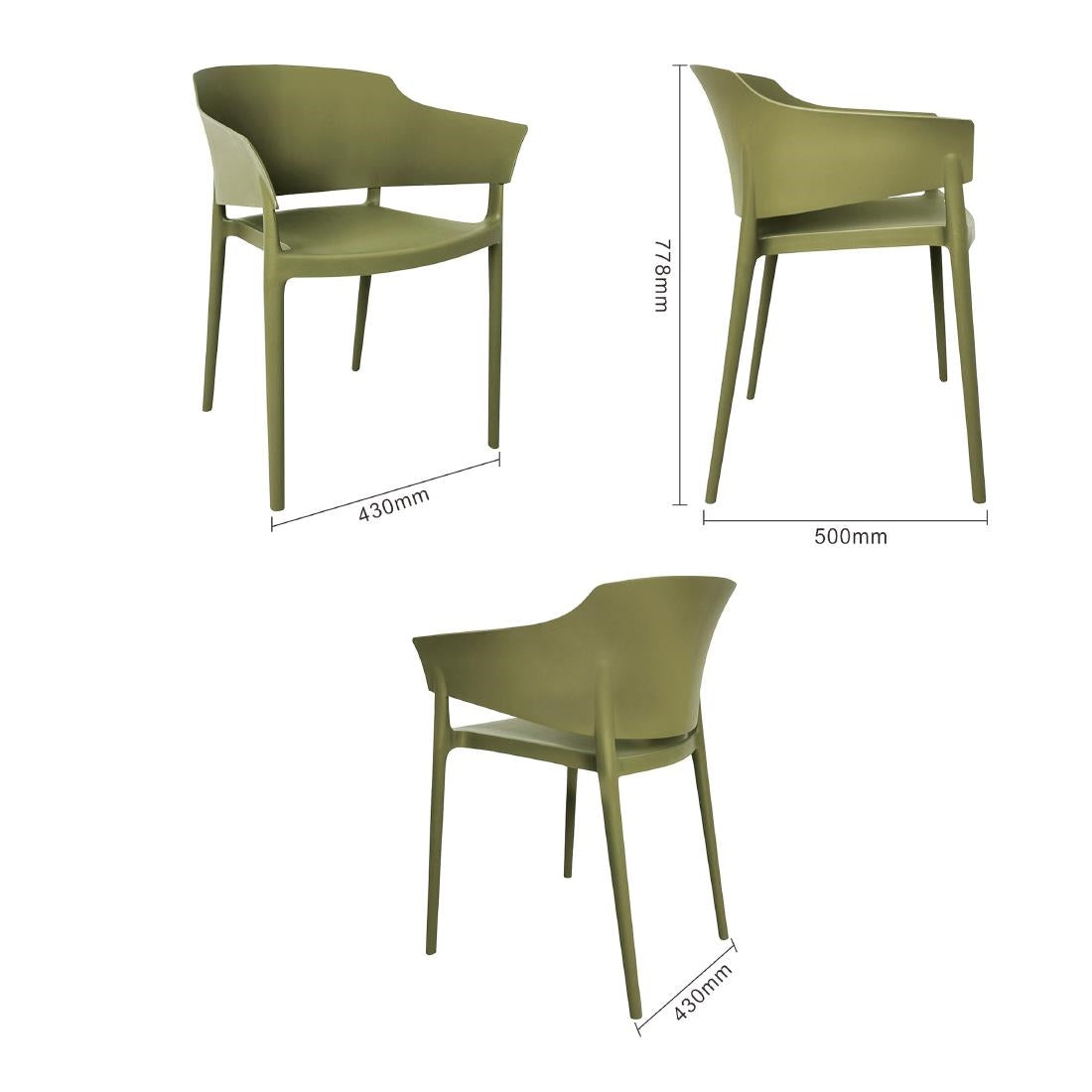 Bolero Lorenzo Cafe Chairs Green Tea (2 Pack) (Pack Quantity: 2) • PAS-DX971