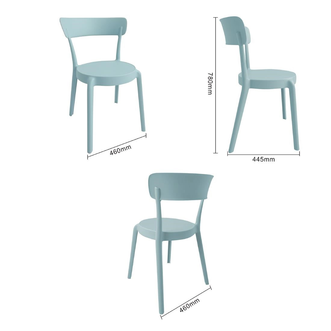 Bolero Mila Café Chairs Icy Blue (2 Pack) (Pack Quantity: 2) • PAS-DX973