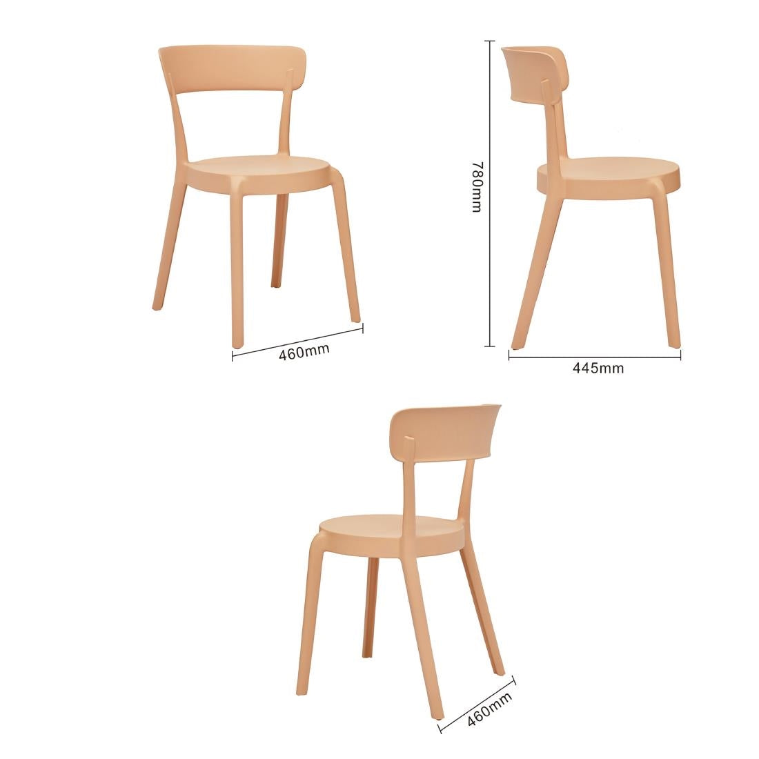 Bolero Mila Café Chairs Light Salmon (2 Pack) (Pack Quantity: 2) • PAS-DX975