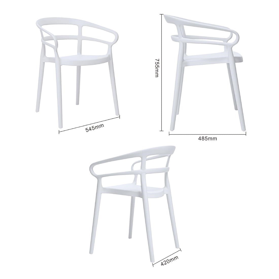 Bolero Mateo Café Chairs White (2 Pack) (Pack Quantity: 2) • PAS-DX979