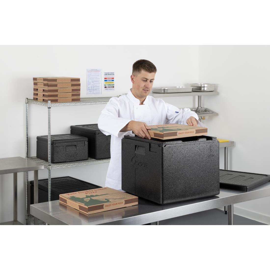 Vogue Insulated EPP Pizza Transport Box 59Ltr 8 Pizza Capacity (480x480x405mm) • PAS-DX991