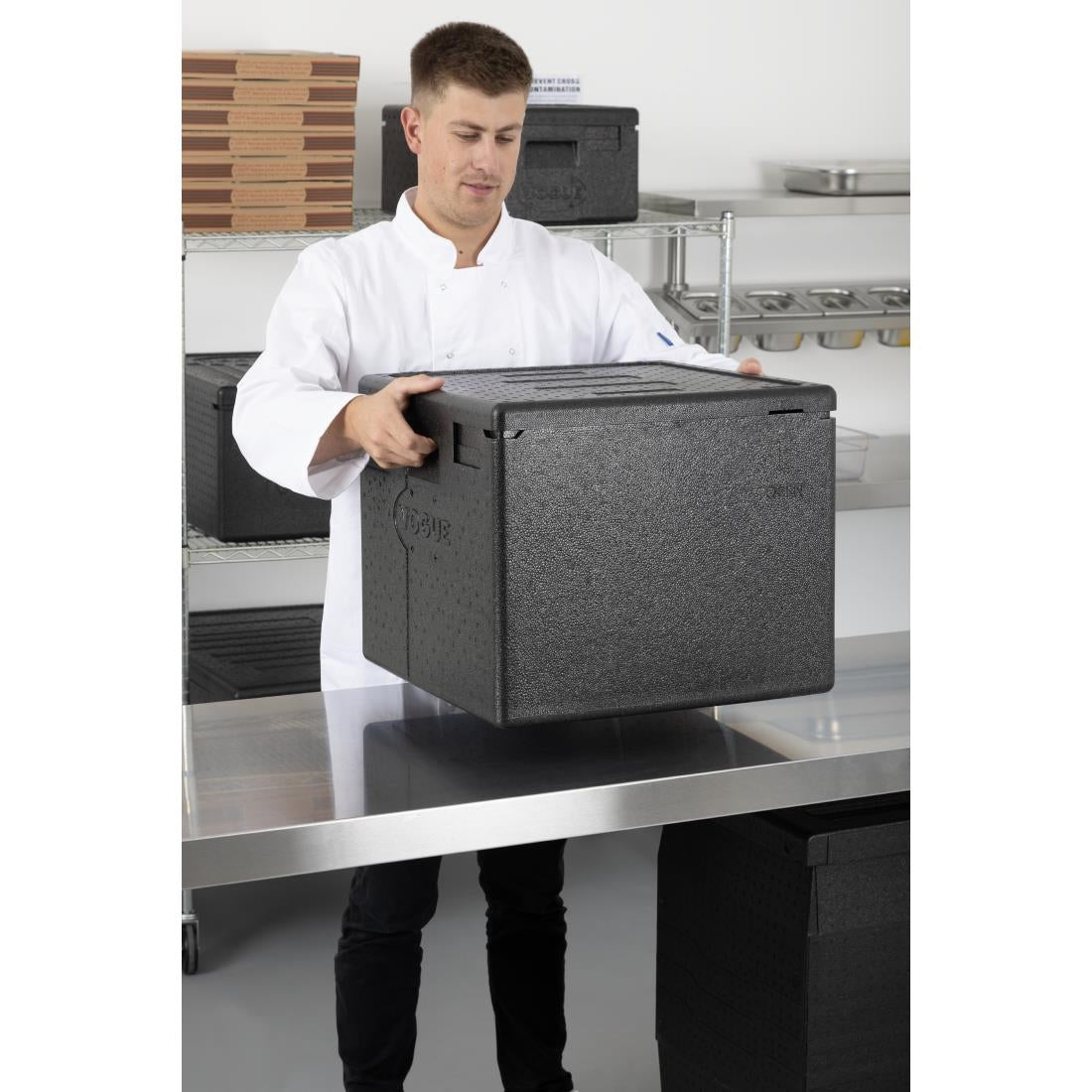 Vogue Insulated EPP Pizza Transport Box 59Ltr 8 Pizza Capacity (480x480x405mm) • PAS-DX991
