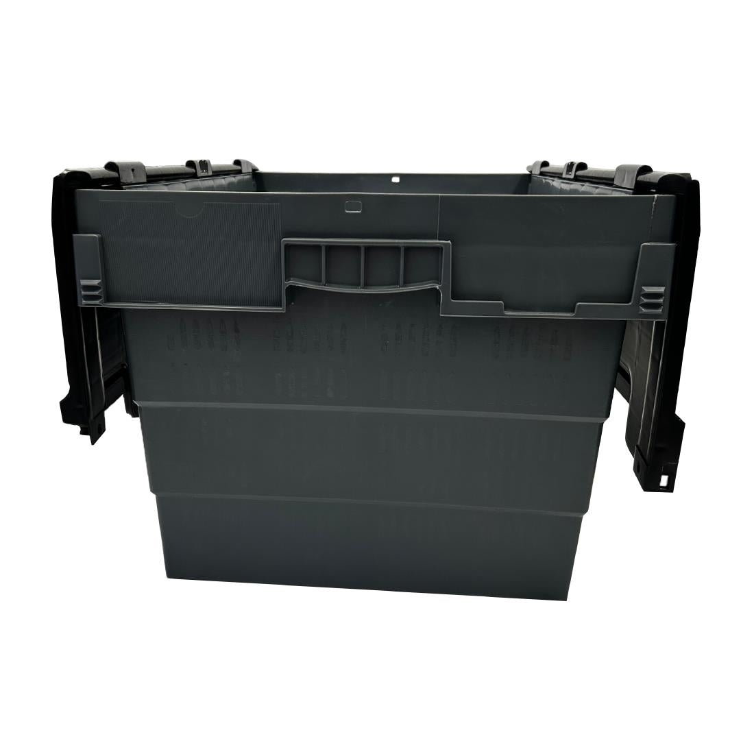 Vogue Plastic Transport Storage Crate with Attached Lid 600x400x320mm (Black. 600x400x320mm) • PAS-DX995