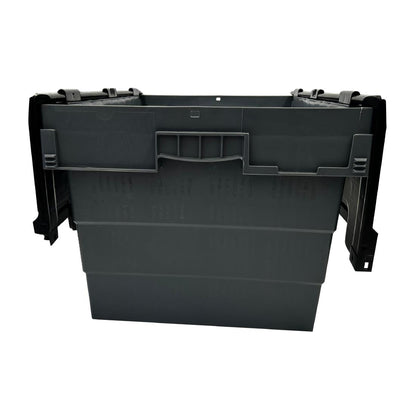 Vogue Plastic Transport Storage Crate with Attached Lid 600x400x320mm (Black. 600x400x320mm) • PAS-DX995