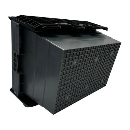 Vogue Plastic Transport Storage Crate with Attached Lid 600x400x320mm (Black. 600x400x320mm) • PAS-DX995