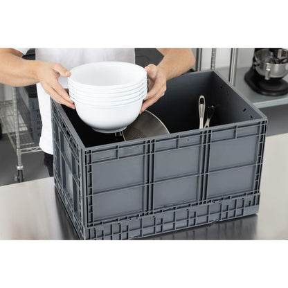 Vogue Plastic Folding Transport Storage Crate 594x396x353mm (Black. 594x396x353mm) • PAS-DX997