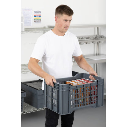 Vogue Perforated Plastic Storage Crate 542x360x290mm (Black. 542x360x290mm) • PAS-DX998