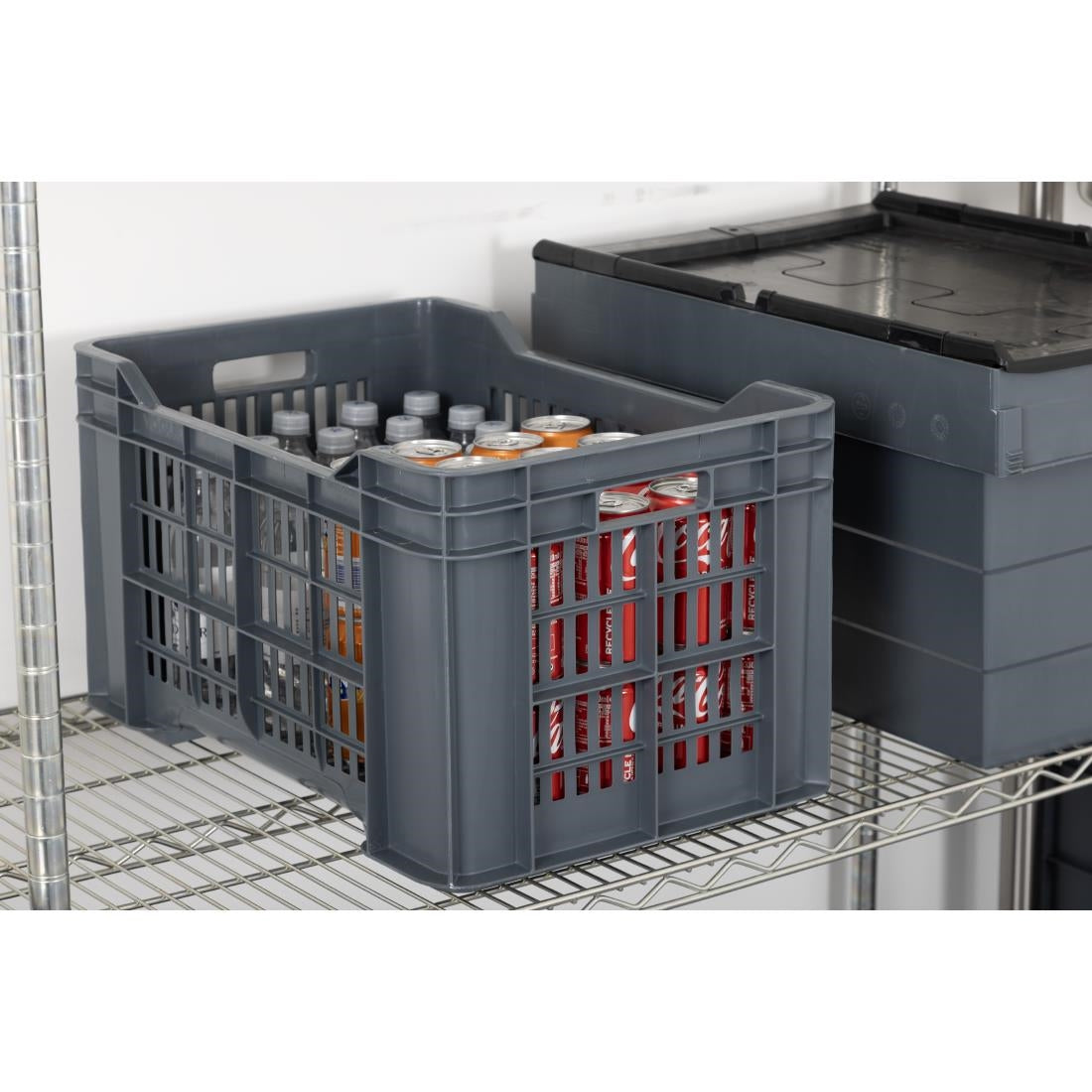 Vogue Perforated Plastic Storage Crate 542x360x290mm (Black. 542x360x290mm) • PAS-DX998