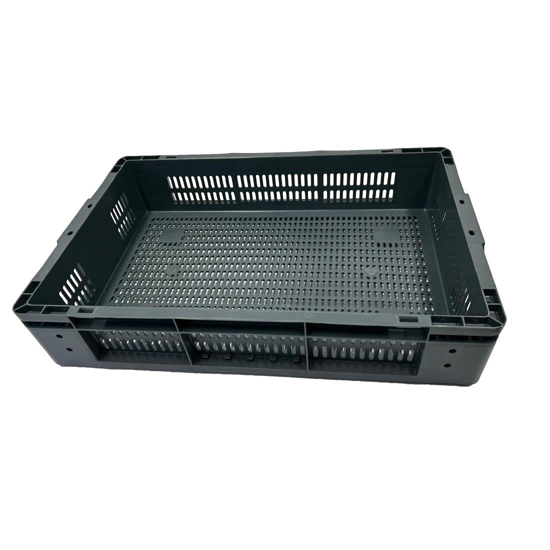 Vogue Perforated Plastic Storage Crate 600x400x120mm (Black. 600x400x120mm) • PAS-DX999