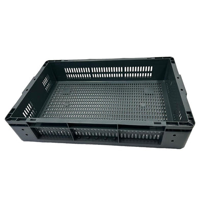 Vogue Perforated Plastic Storage Crate 600x400x120mm (Black. 600x400x120mm) • PAS-DX999