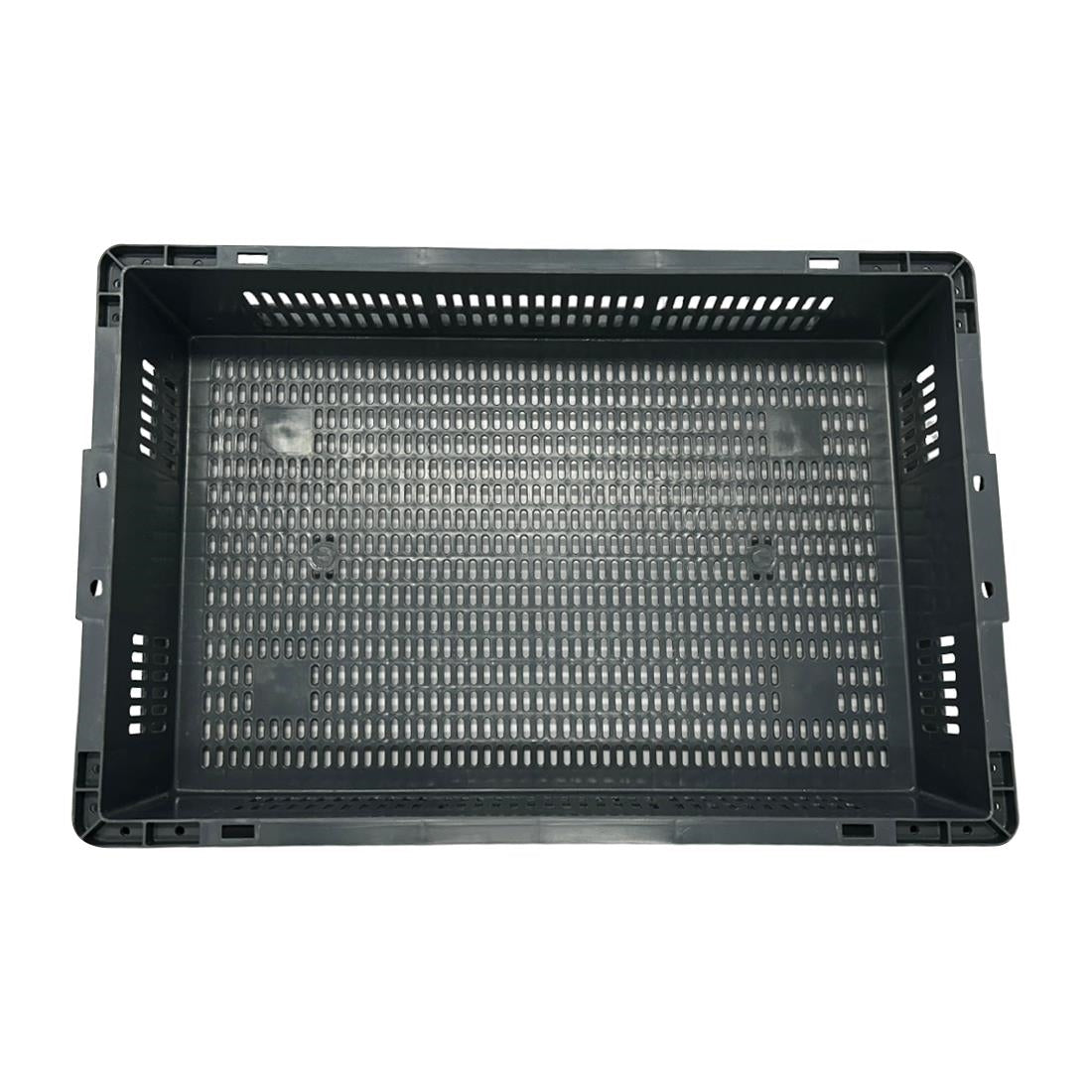 Vogue Perforated Plastic Storage Crate 600x400x120mm (Black. 600x400x120mm) • PAS-DX999
