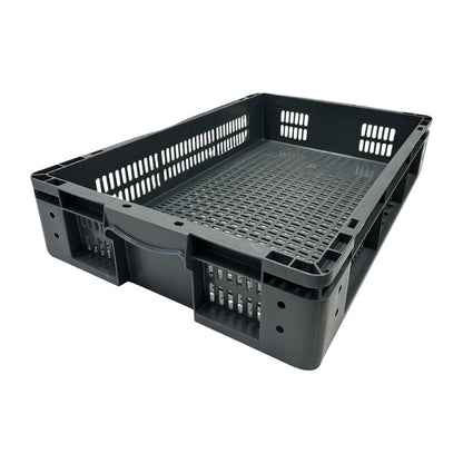 Vogue Perforated Plastic Storage Crate 600x400x120mm (Black. 600x400x120mm) • PAS-DX999