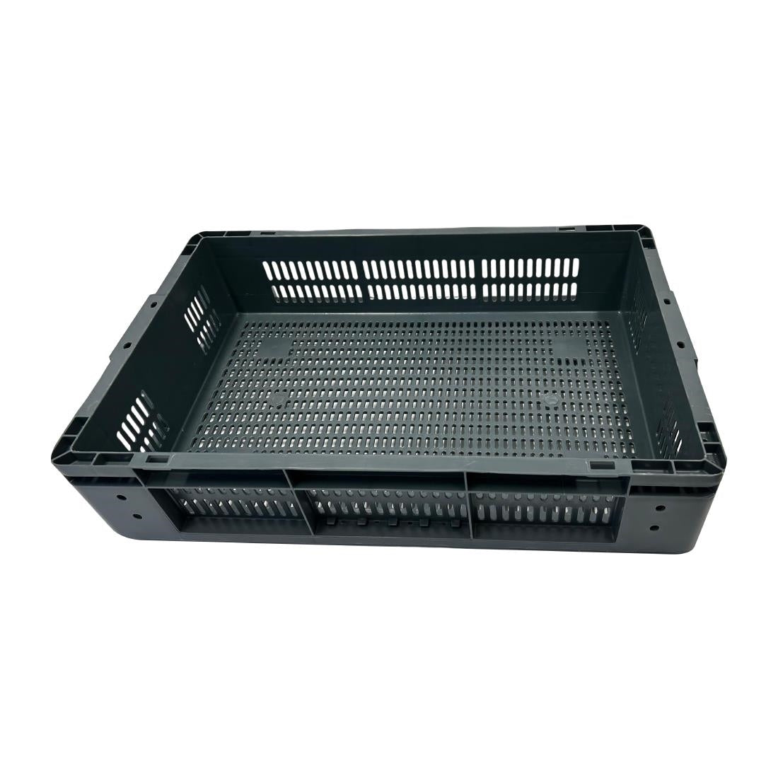 Vogue Perforated Plastic Storage Crate 600x400x120mm (Black. 600x400x120mm) • PAS-DX999