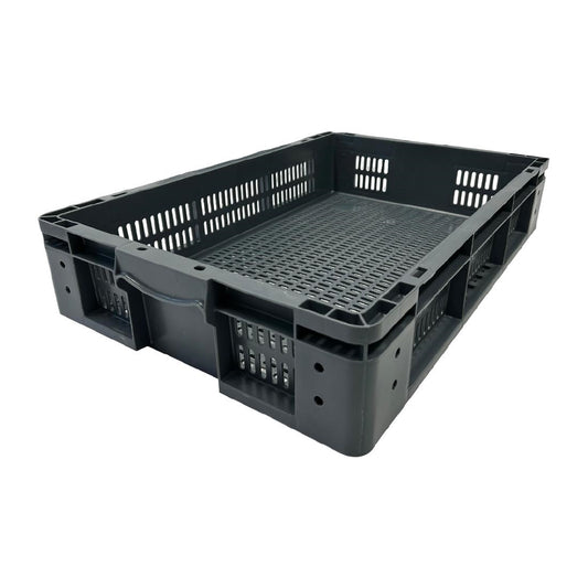 Vogue Perforated Plastic Storage Crate 600x400x120mm (Black. 600x400x120mm) • PAS-DX999