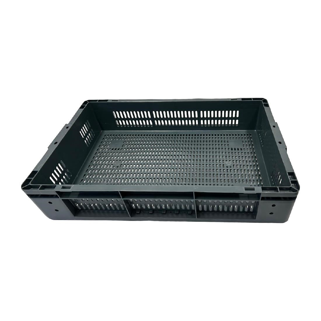 Vogue Perforated Plastic Storage Crate 600x400x120mm (Black. 600x400x120mm) • PAS-DX999