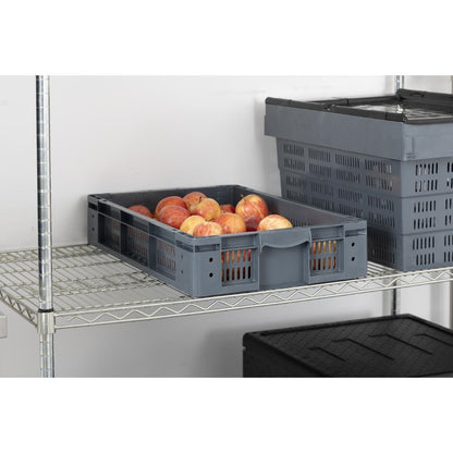 Vogue Perforated Plastic Storage Crate 600x400x120mm (Black. 600x400x120mm) • PAS-DX999