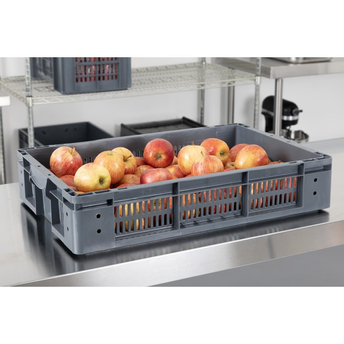 Vogue Perforated Plastic Storage Crate 600x400x120mm (Black. 600x400x120mm) • PAS-DX999