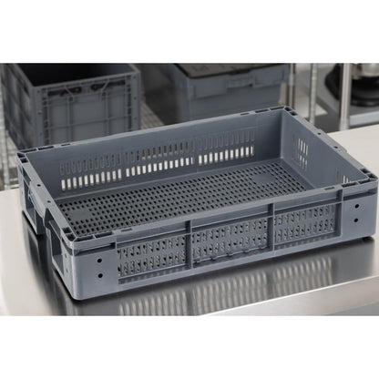 Vogue Perforated Plastic Storage Crate 600x400x120mm (Black. 600x400x120mm) • PAS-DX999