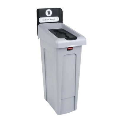 Rubbermaid Slim Jim General Waste Recycling Station Black 87Ltr • PAS-DY082