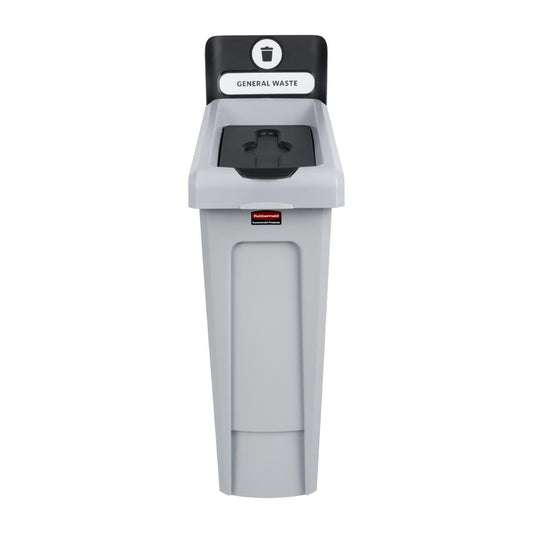 Rubbermaid Slim Jim General Waste Recycling Station Black 87Ltr • PAS-DY082