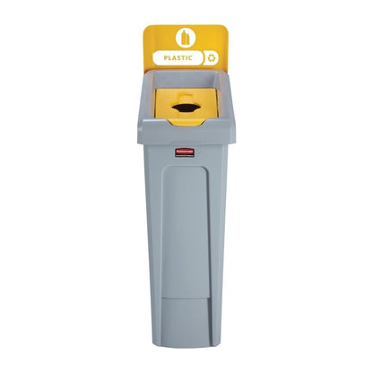 Rubbermaid Slim Jim Plastic Recycling Station Yellow 87Ltr • PAS-DY085