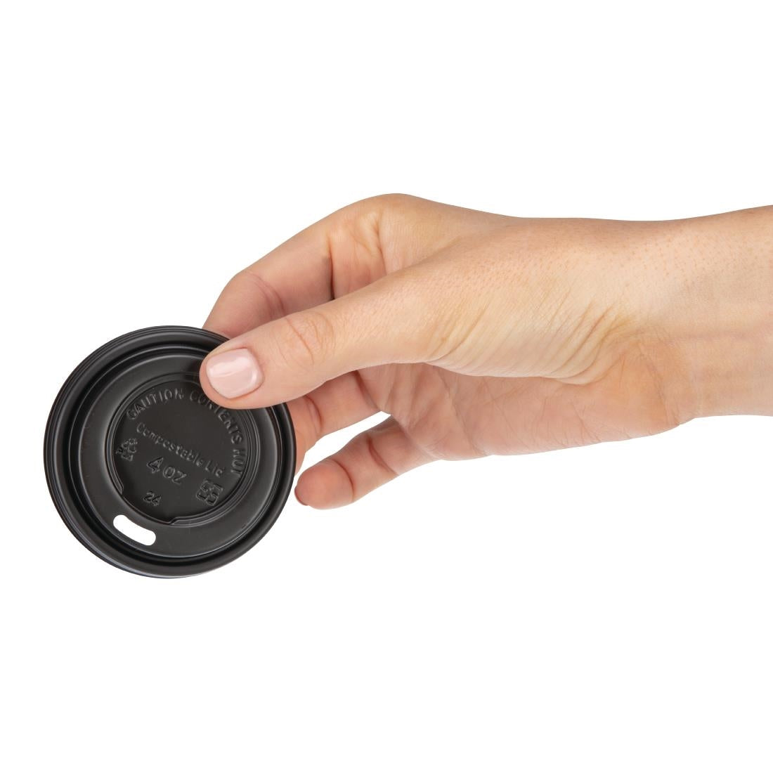 Fiesta Compostable Lid for Hot Cups Black 114ml (50 Pack) (Pack of 50) • PAS-DY982
