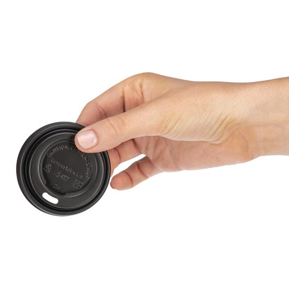 Fiesta Compostable Lid for Hot Cups Black 114ml (50 Pack) (Pack of 50) • PAS-DY982