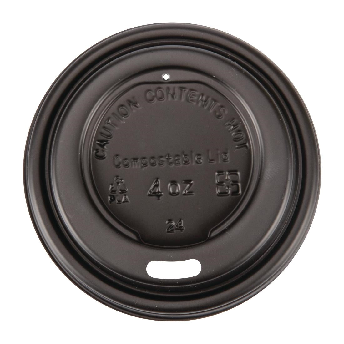 Fiesta Compostable Lid for Hot Cups Black 114ml (50 Pack) (Pack of 50) • PAS-DY982