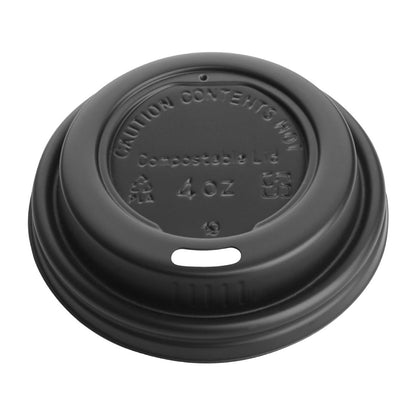 Fiesta Compostable Lid for Hot Cups Black 114ml (50 Pack) (Pack of 50) • PAS-DY982