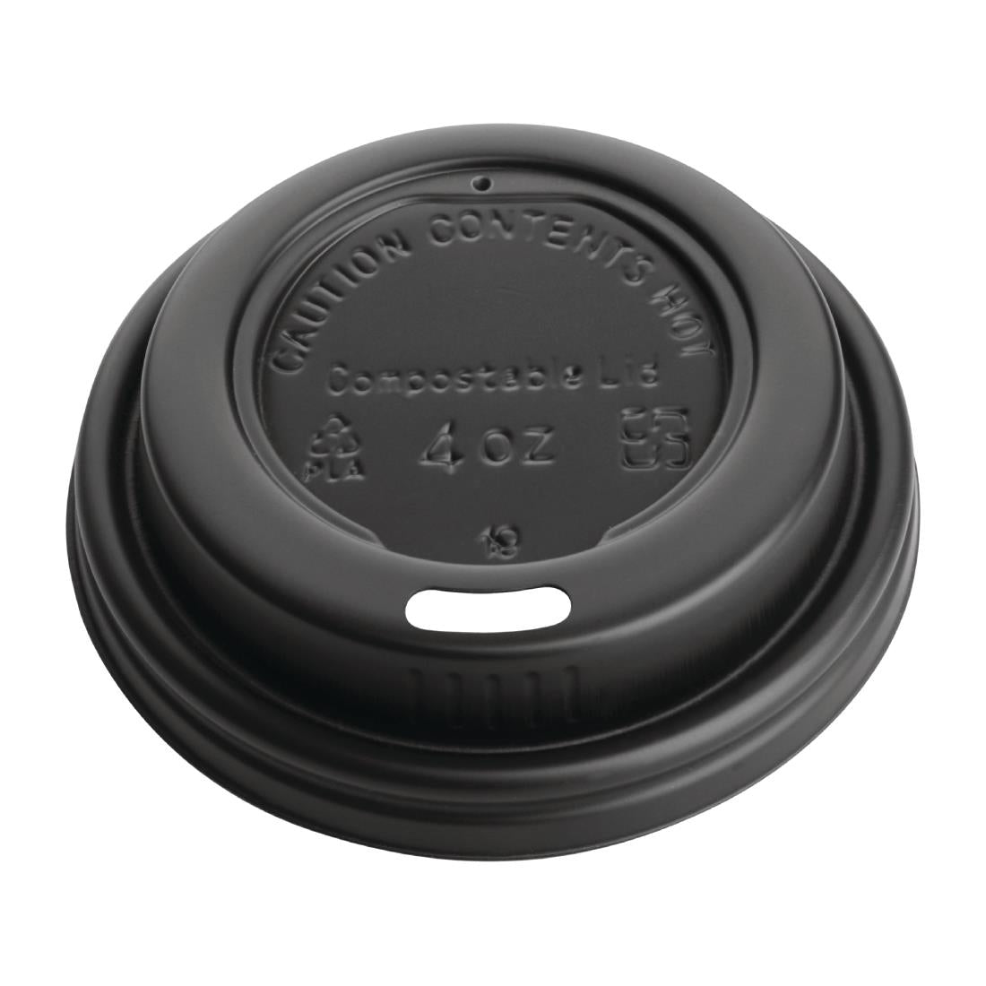 Fiesta Compostable Lid for Hot Cups Black 114ml (50 Pack) (Pack of 50) • PAS-DY982