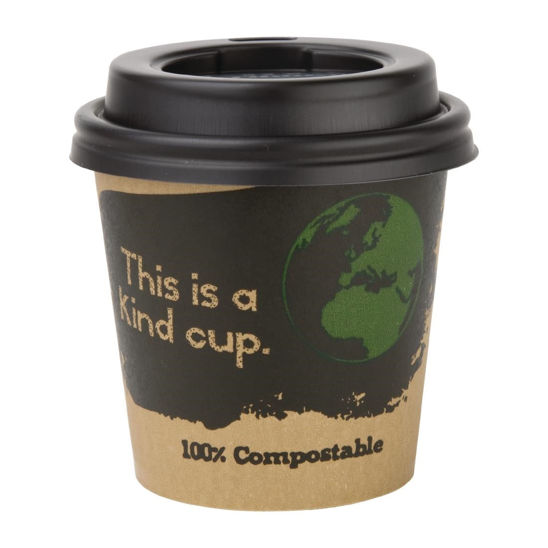 Fiesta Compostable Lid for Hot Cups Black 114ml (50 Pack) (Pack of 50) • PAS-DY982
