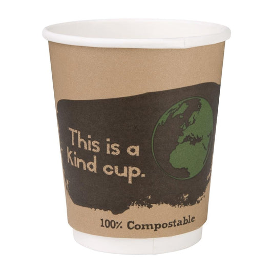 Fiesta Compostable Coffee Cups Double Wall 225ml / 8oz (Pack of 25) • PAS-DY984