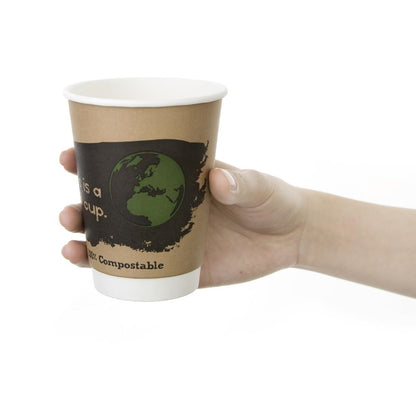 Fiesta Compostable Coffee Cups Double Wall 340ml / 12oz (Pack of 25) • PAS-DY986