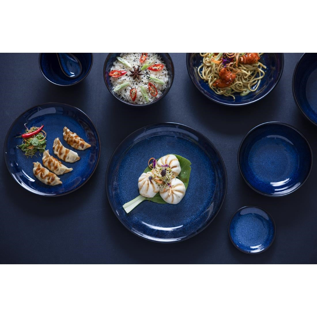 Olympia Luna Midnight Blue Footed Bowl - 205x95mm 8" (Box 4) • PAS-DZ776