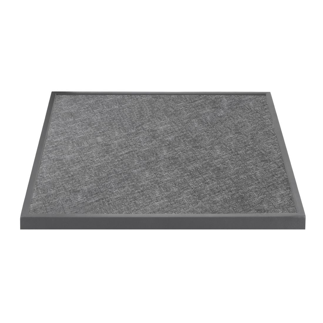 Bolero Black Brushed Mix Outdoor Tempered Glass Table Top Square Grey Trim 700mm • PAS-DZ873