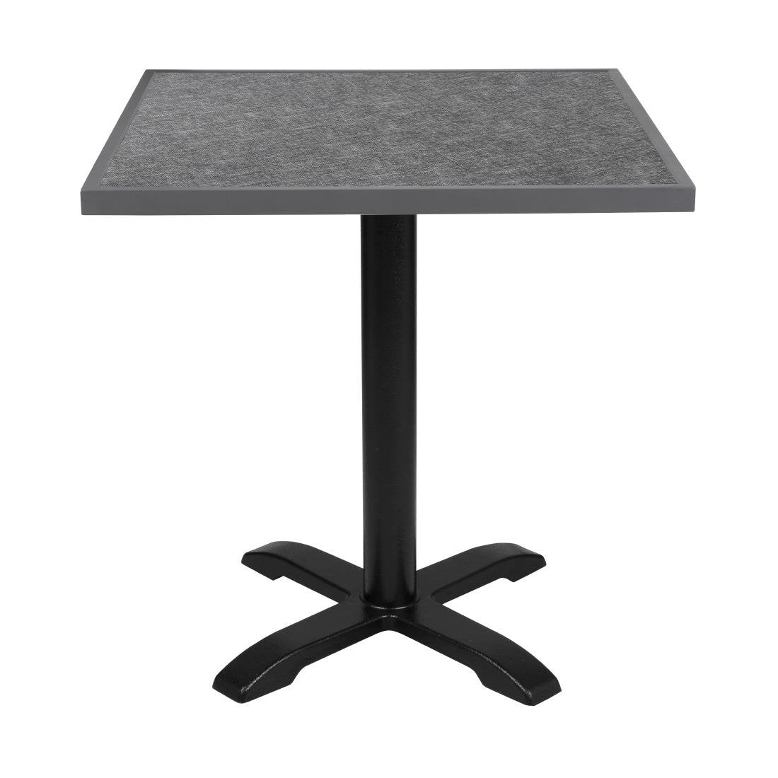 Bolero Black Brushed Mix Outdoor Tempered Glass Table Top Square Grey Trim 700mm • PAS-DZ873