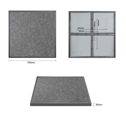 Bolero Black Brushed Mix Outdoor Tempered Glass Table Top Square Grey Trim 700mm • PAS-DZ873